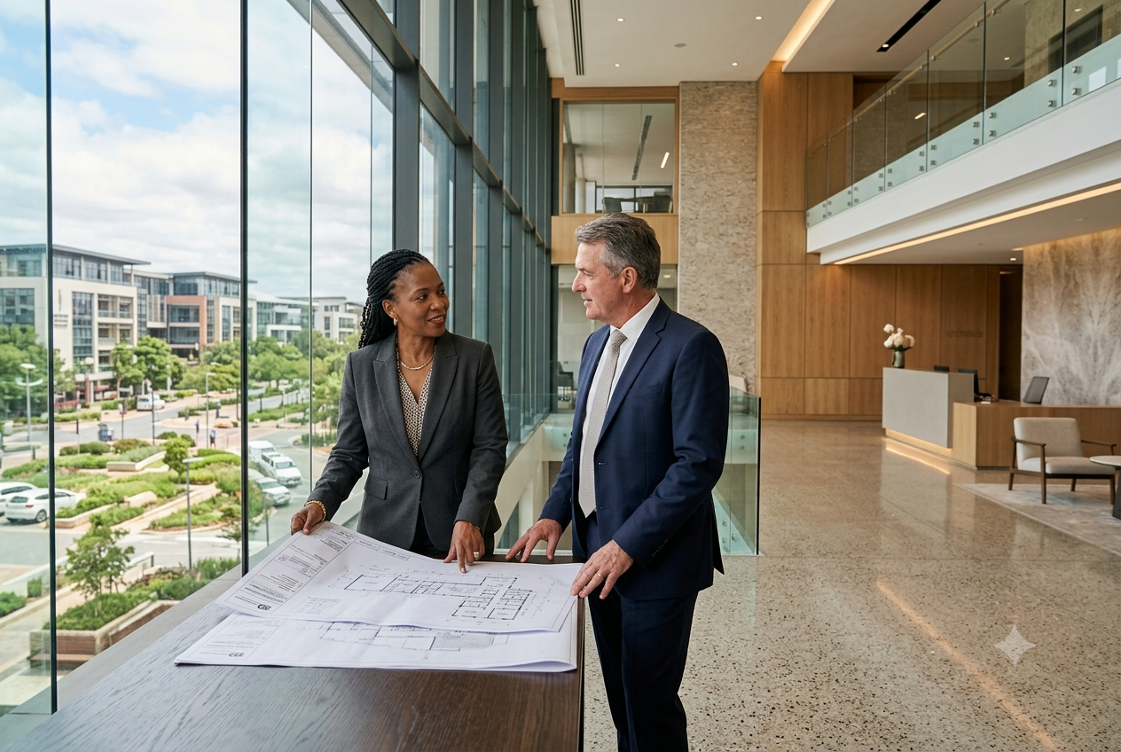 Property owner and LuxProp advisor reviewing a property opportunity